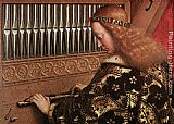 Jan Van Eyck Famous Paintings - The Ghent Altarpiece Angels Playing Music [detail 1]